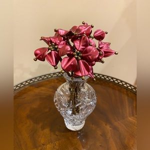 Christmas decor New Handmade beaded burgundy color flowers stems Christmas decor